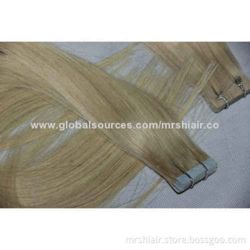 20-inch blond color Brazilian virgin tape in hair extensions